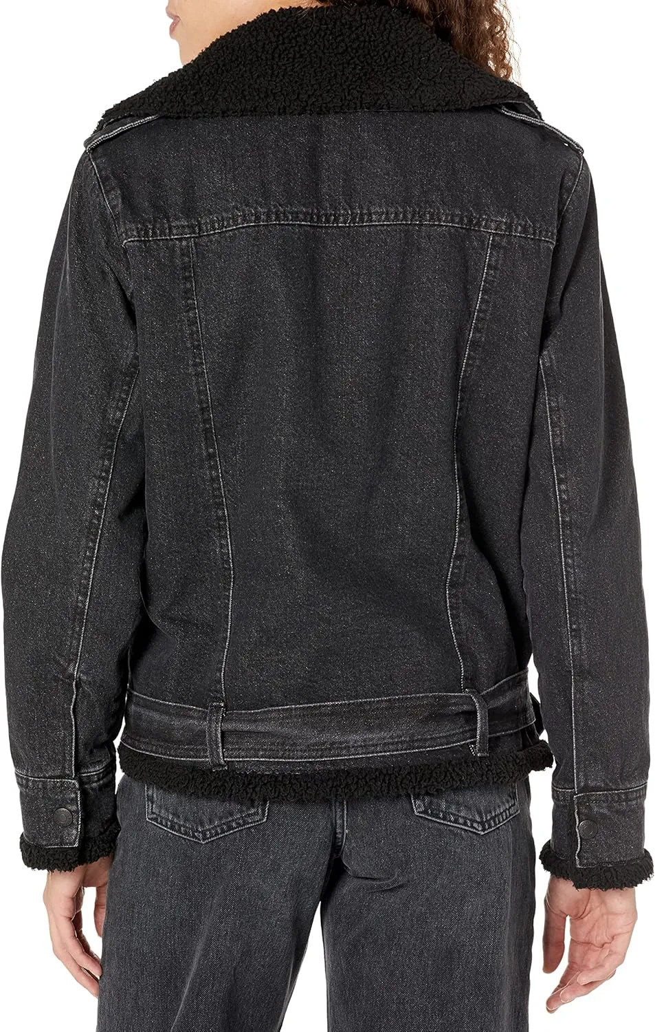 Calvin Klein Women's Oversized Belted Moto with Sherpa