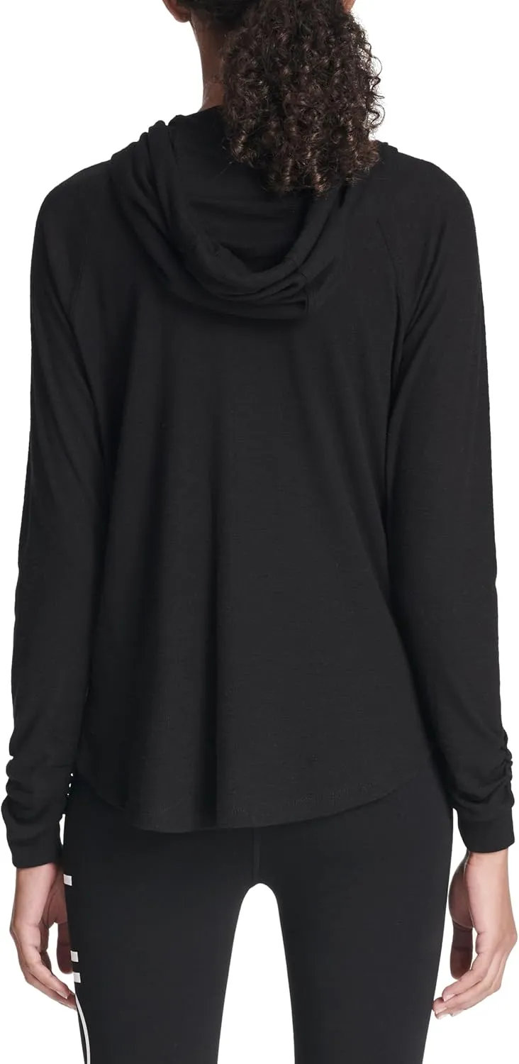Calvin Klein Women's Premium Performance Ruched Long Sleeve Zip Up Hoodie (Standard and Plus)