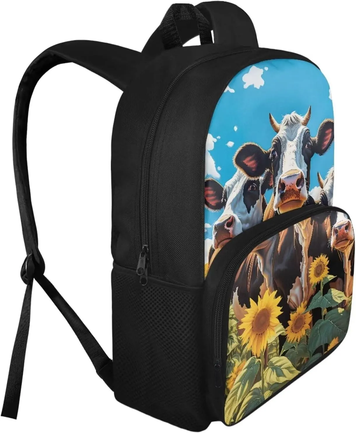 Cattle Backpack for Teenage Boys Sunflowers Kids Rucksack Lightweight School Bags Anti Theft Bookbags Soft Backing Adjust Strip Daypack Travel Back Bag for Elementary School