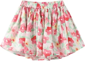 Colorful Childhood Girls Flowy Shorts with Pockets Toddler Wide-Leg Floral Skorts Skirt Kids Casual Pleated Summer Short