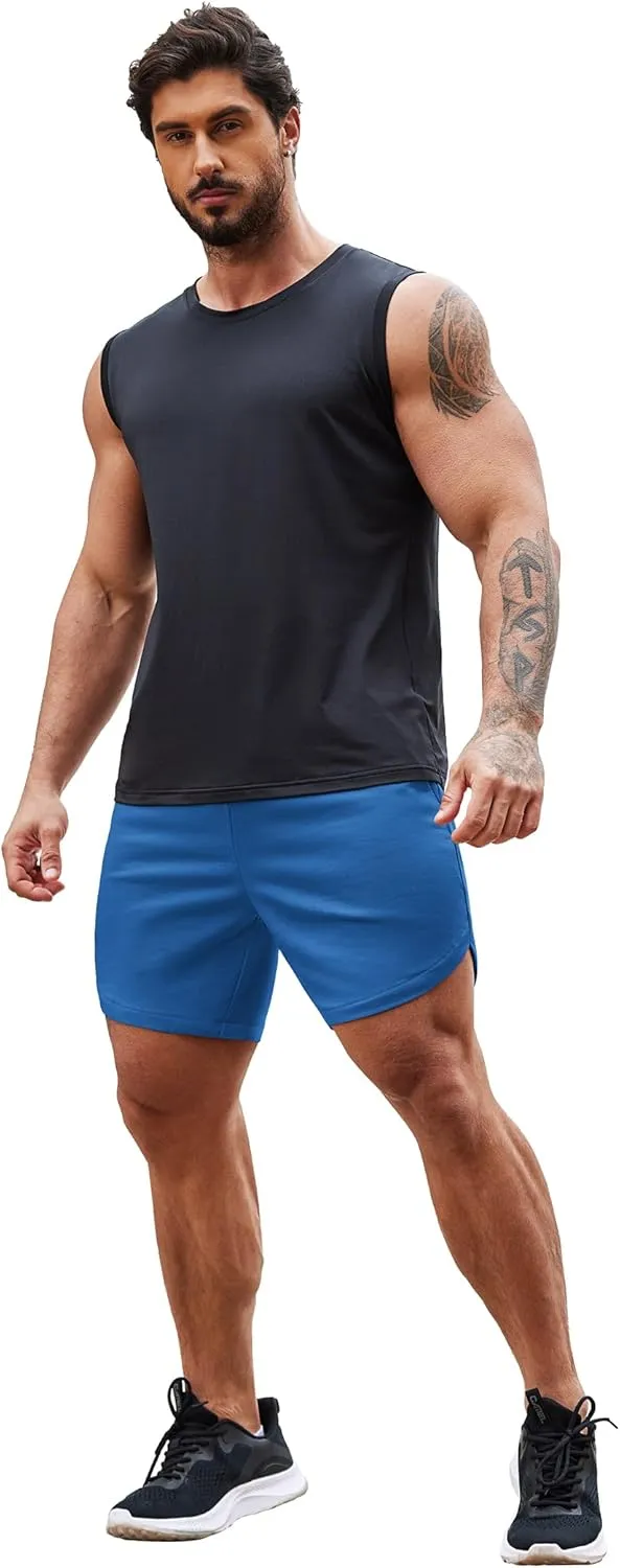COOFANDY Mens 2 Pack Gym Workout Shorts Muscle Fit Lightweight Training Pants Bodybuilding Sports Jogger with Pockets
