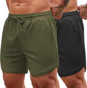 COOFANDY Mens 2 Pack Gym Workout Shorts Muscle Fit Lightweight Training Pants Bodybuilding Sports Jogger with Pockets