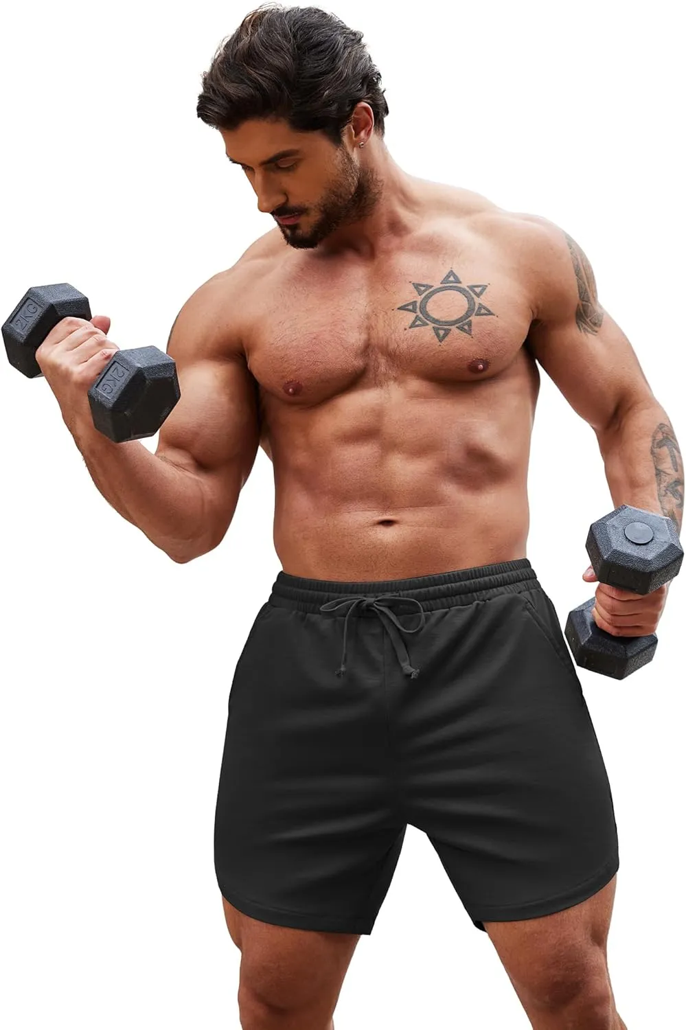 COOFANDY Mens 2 Pack Gym Workout Shorts Muscle Fit Lightweight Training Pants Bodybuilding Sports Jogger with Pockets