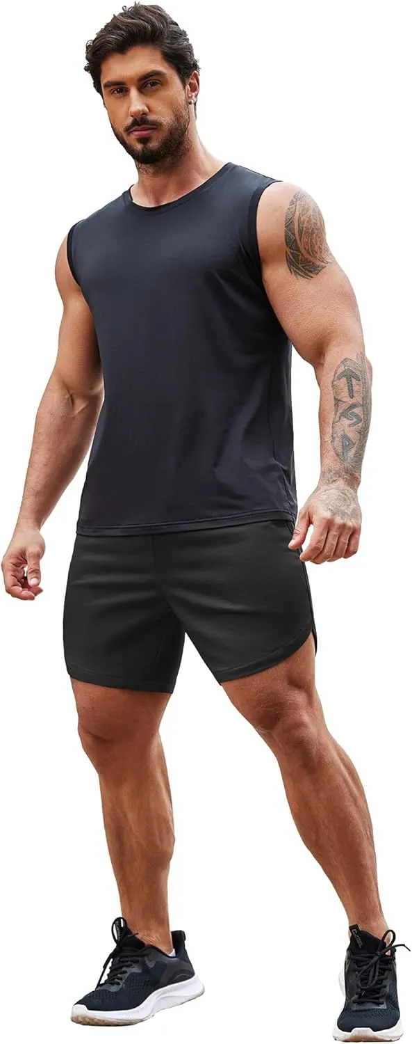 COOFANDY Mens 2 Pack Gym Workout Shorts Muscle Fit Lightweight Training Pants Bodybuilding Sports Jogger with Pockets