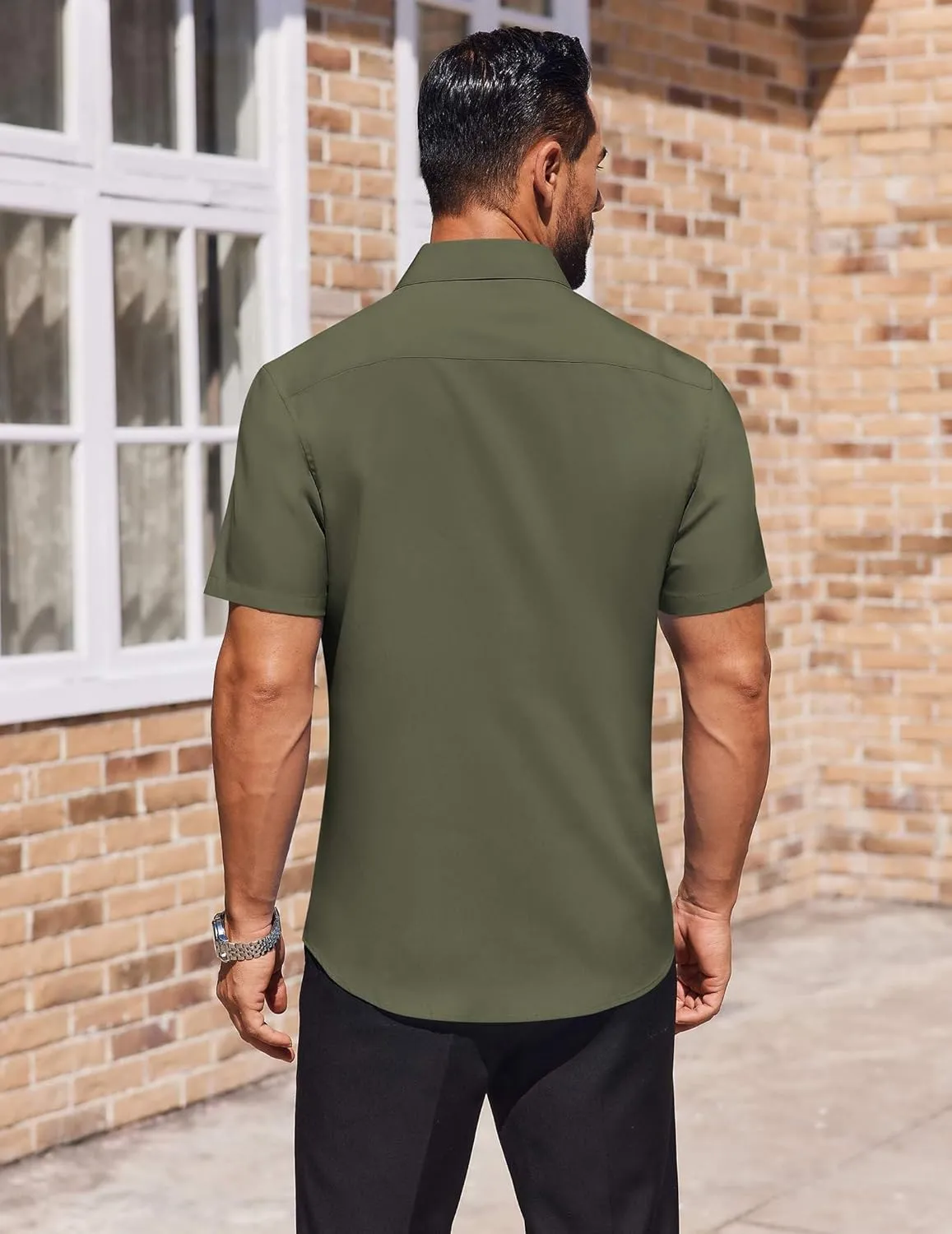 COOFANDY Mens Short Sleeve Button Down Shirts Lightweight Stain Shield Business Casual Dress Shirt Wrinkle Free
