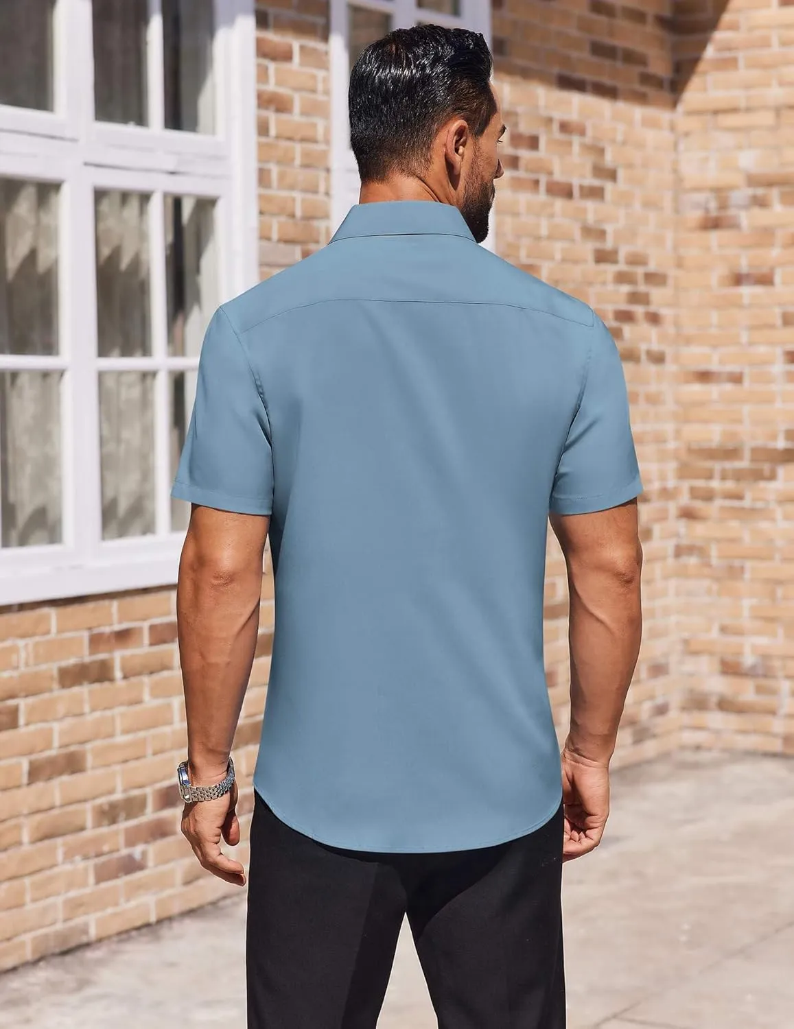 COOFANDY Mens Short Sleeve Button Down Shirts Lightweight Stain Shield Business Casual Dress Shirt Wrinkle Free