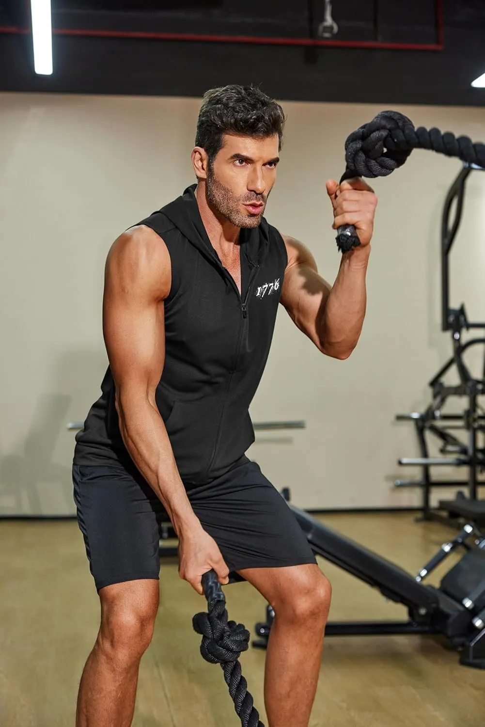 COOFANDY Men's Workout Hooded Tank Tops 2 Pack Zip Up Sleeveless Gym Shirts Muscle Cut Off T Shirt Bodybuilding Hoodies