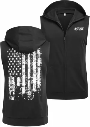 COOFANDY Men's Workout Hooded Tank Tops 2 Pack Zip Up Sleeveless Gym Shirts Muscle Cut Off T Shirt Bodybuilding Hoodies