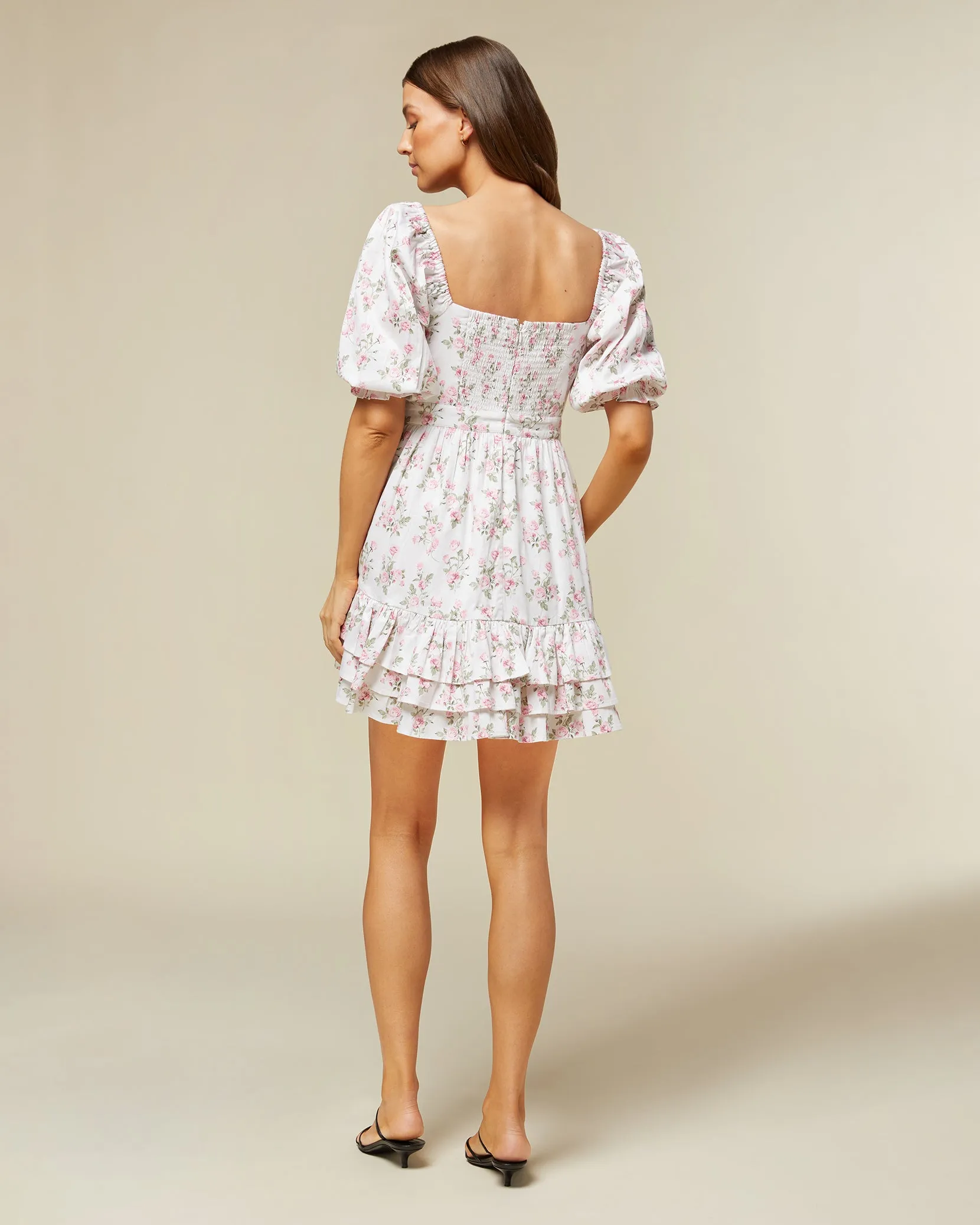 Cotton Puff Sleeve Mini Dress