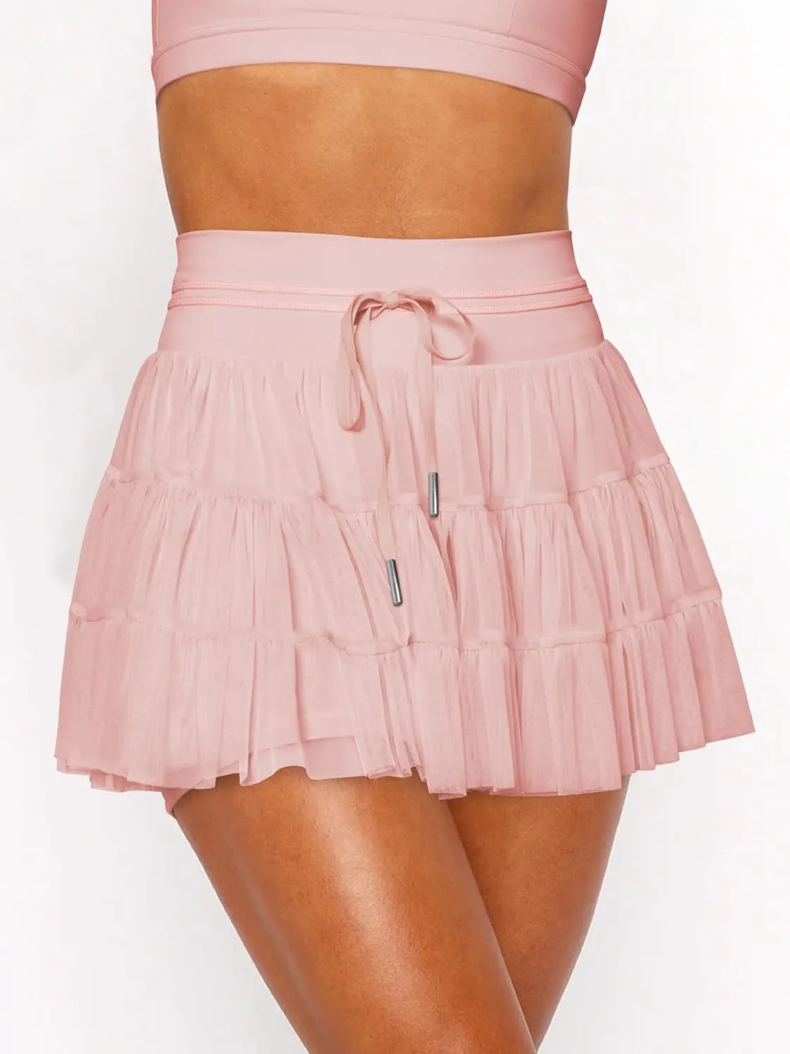 Cresay Women's Pleated Skirt High Waisted Ruffle Tennis Skirts Sports Skater Running Skorts with Shorts Pockets