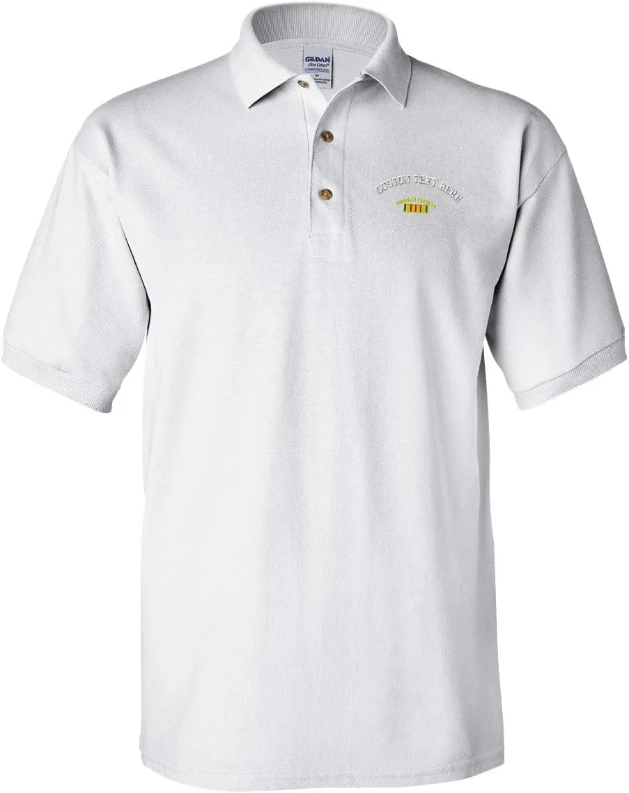 Custom Polo Shirts for Men Vietnam Veteran Flag Military Embroidery Cotton