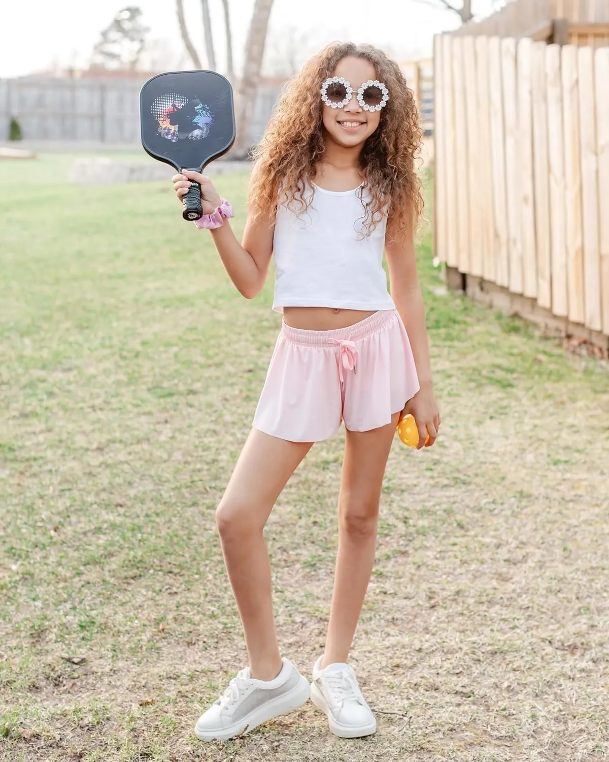 Dancina Girls Ombre Butterfly Shorts - Flowy Athletic 2-in-1 Preppy Skorts with Inner Pockets and Liner for Kids Ages 2-16