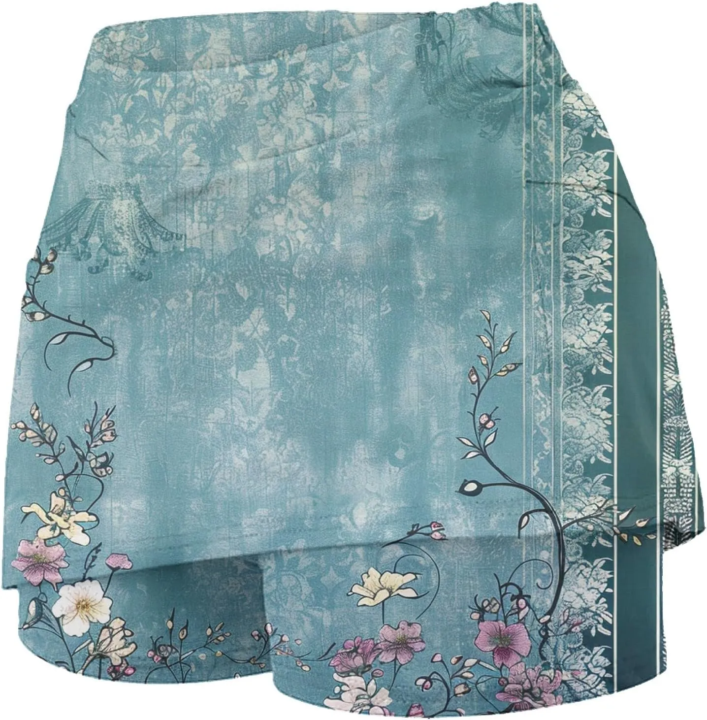 DDAPJ pyju Women Tennis Skirt Golf Skorts Retro Floral Print Athletic High Waisted Skort Inner Shorts Pickleball Skirts
