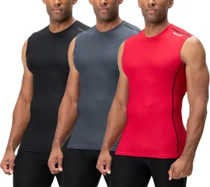 DEVOPS 3 Pack Men's Athletic Compression Shirts Sleeveless