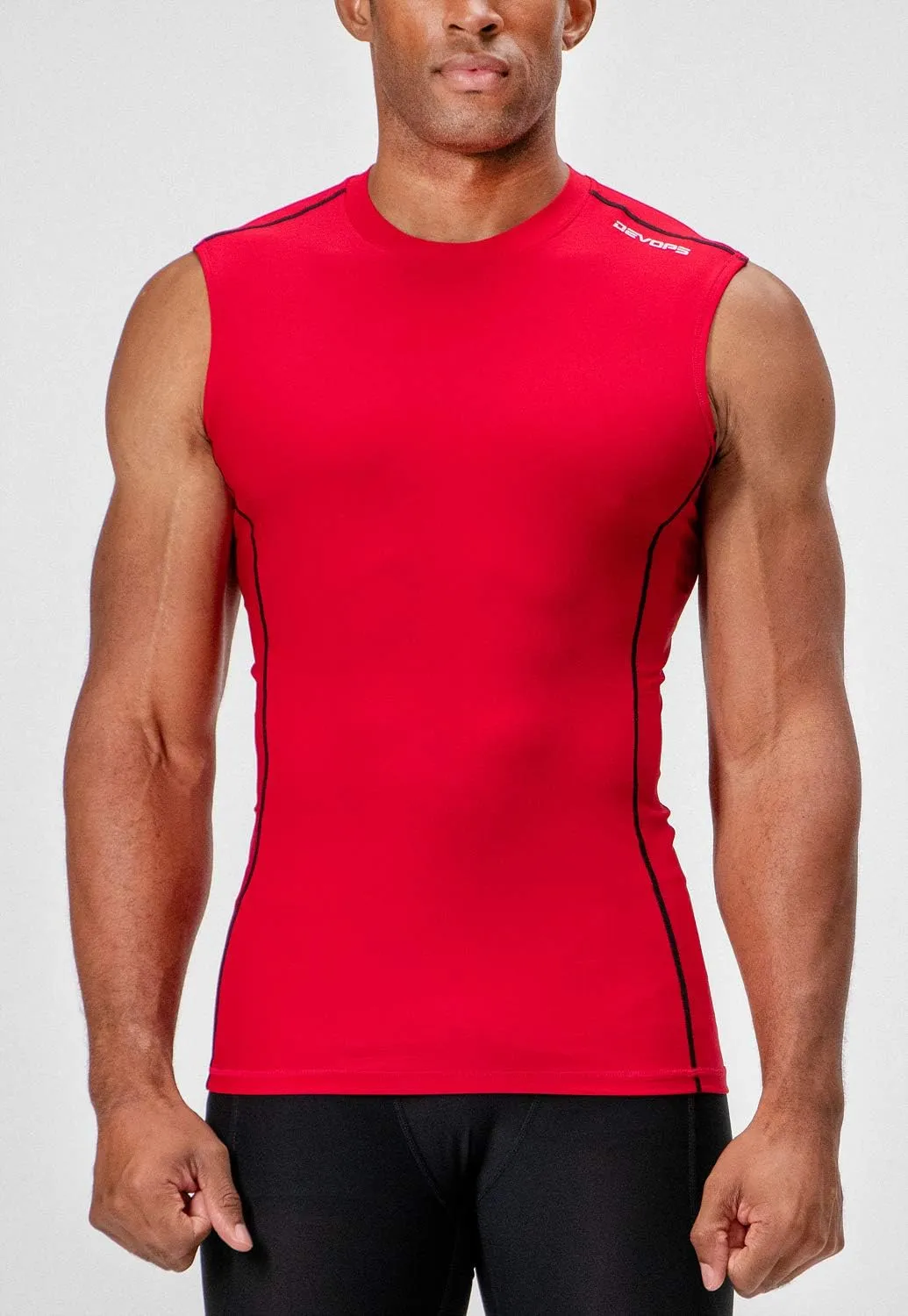 DEVOPS 3 Pack Men's Athletic Compression Shirts Sleeveless