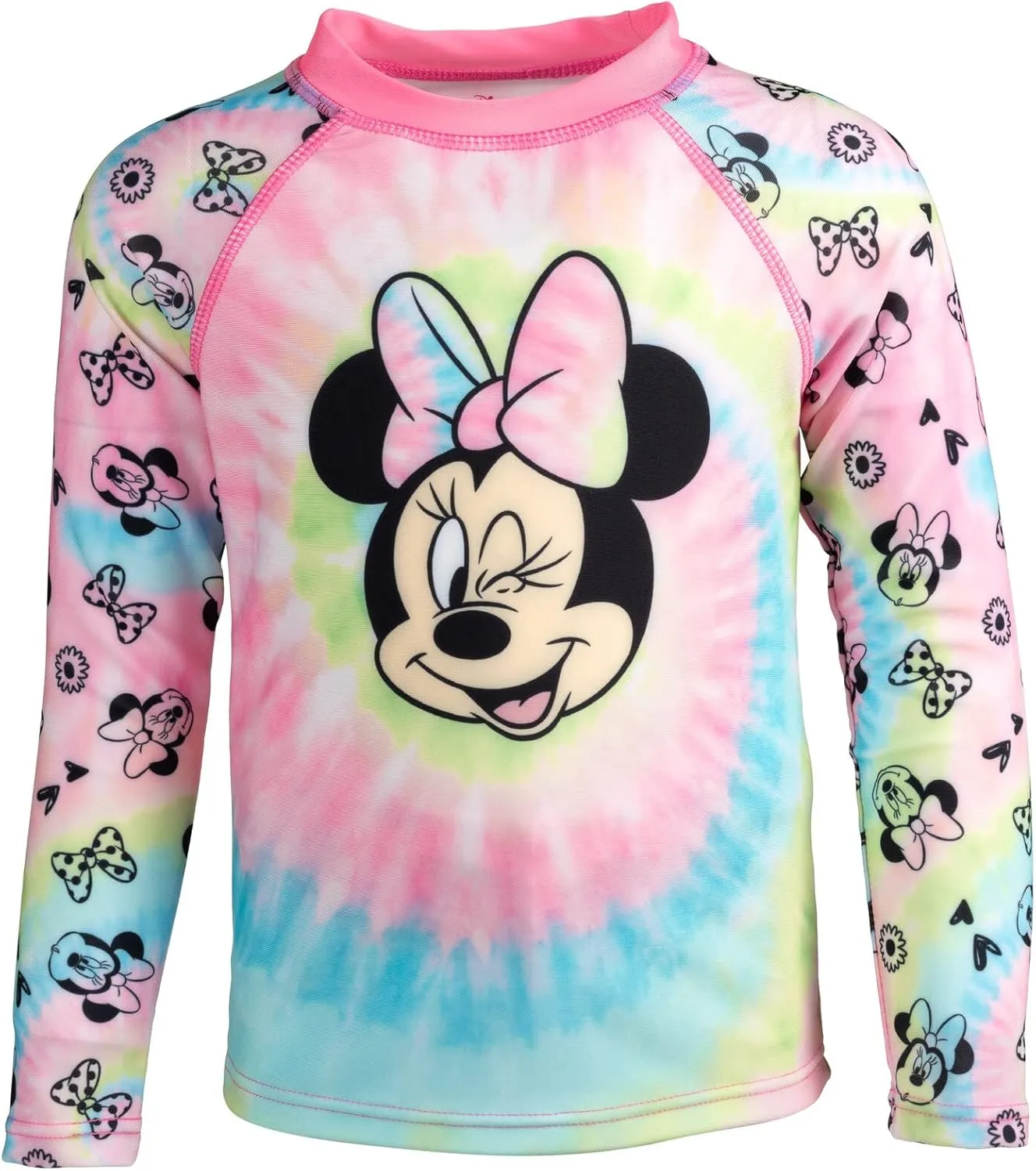 Disney Minnie Mouse UPF 50  Rash Guard and Swim Shorts Swimsuit Set Infant to Big Kid