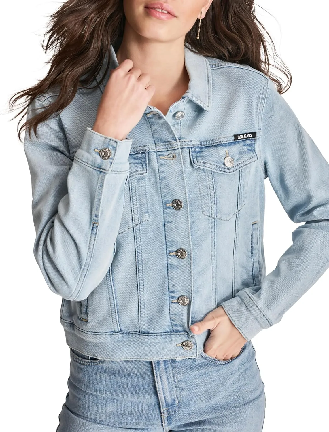DKNY Women's Denim Fashionable Cropped Jeans Jacket
