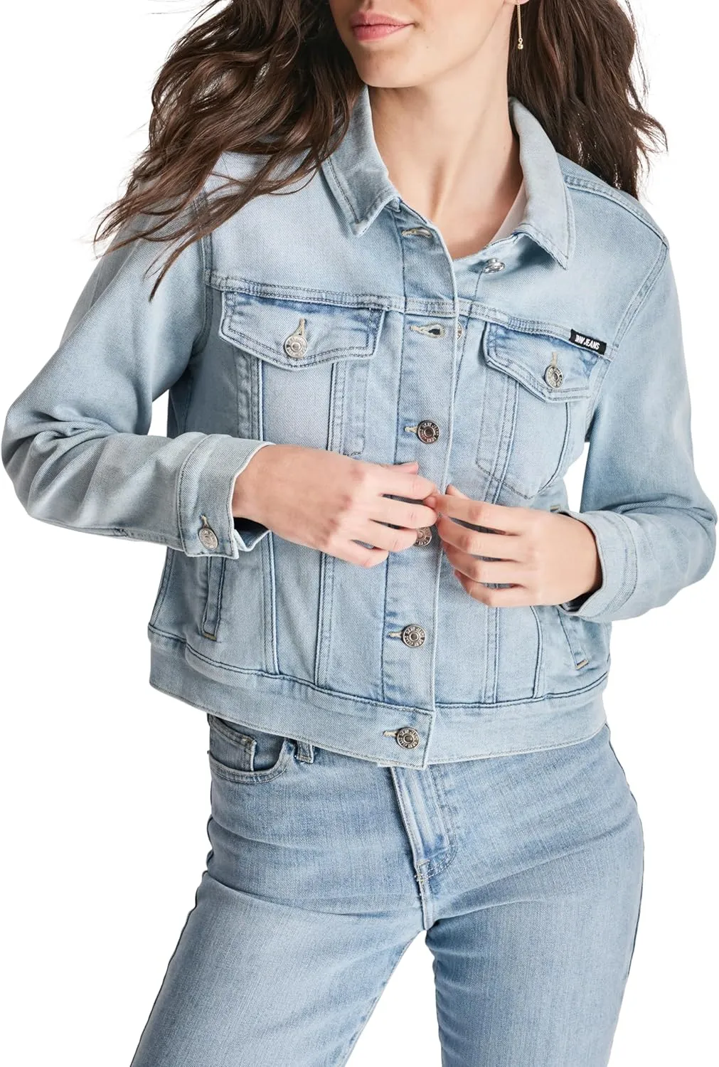 DKNY Women's Denim Fashionable Cropped Jeans Jacket