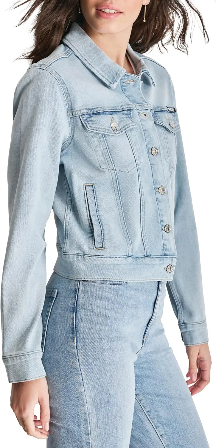 DKNY Women's Denim Fashionable Cropped Jeans Jacket