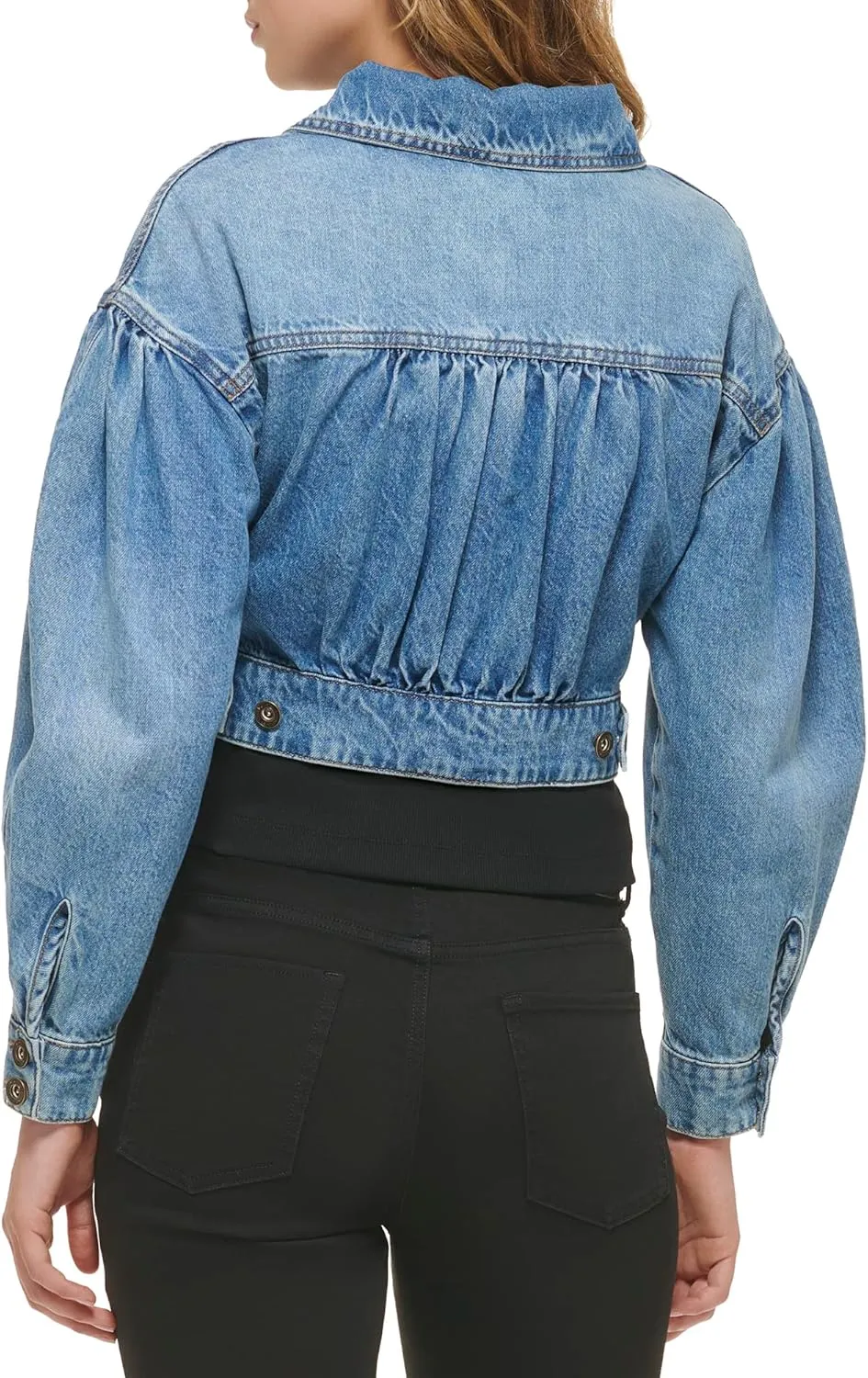 DKNY Women's Denim Fashionable Cropped Jeans Jacket