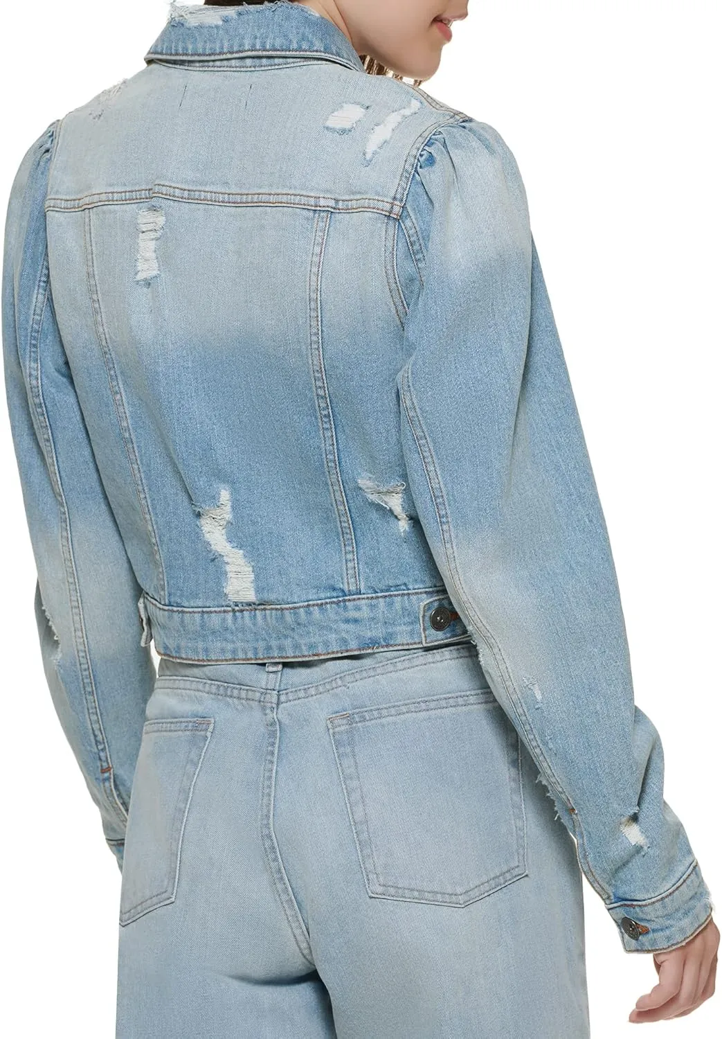 DKNY Women's Long Sleeve Trucker Jacket