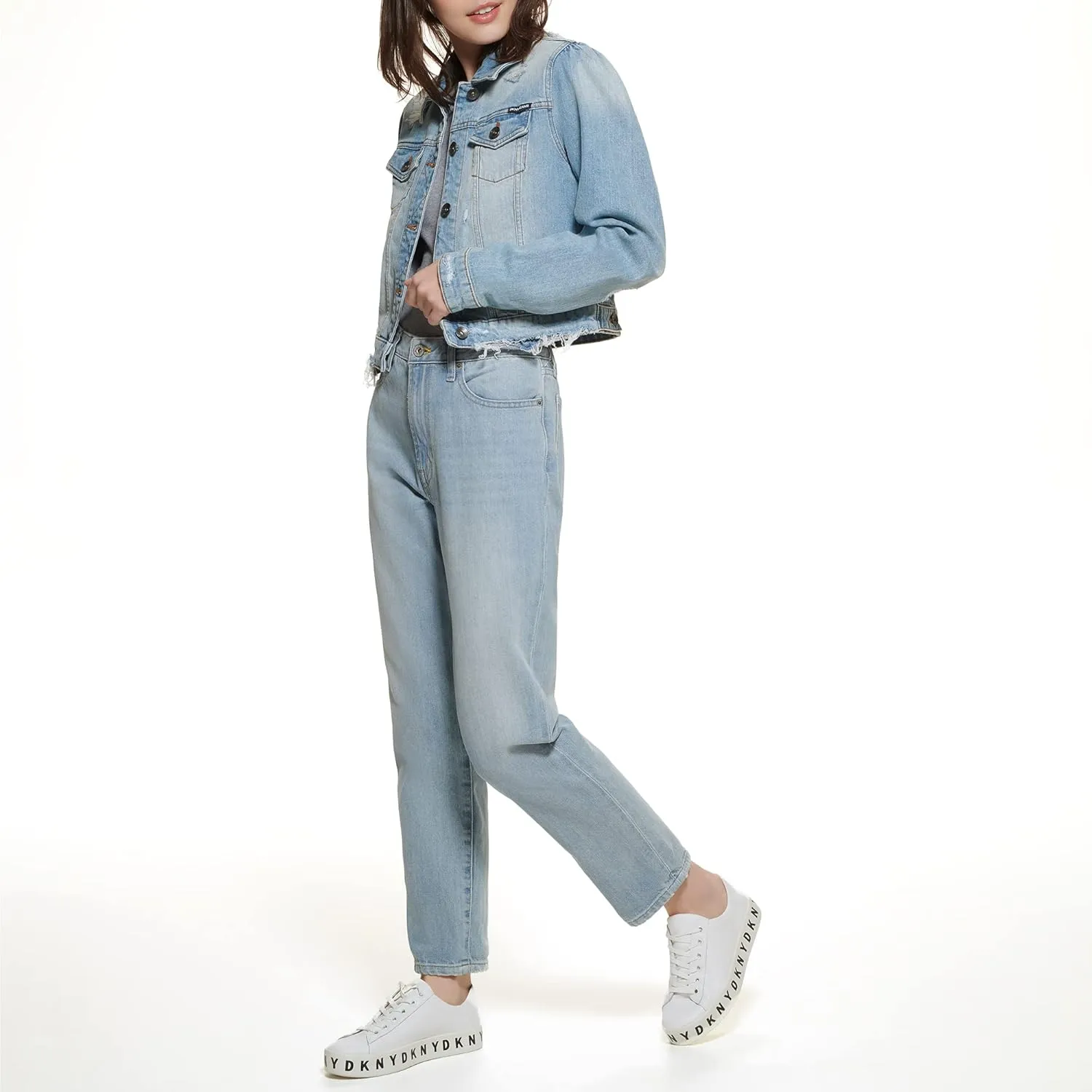 DKNY Women's Long Sleeve Trucker Jacket