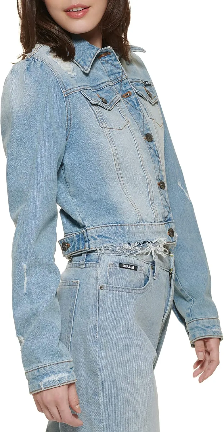 DKNY Women's Long Sleeve Trucker Jacket