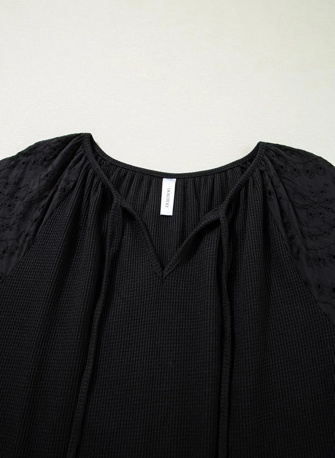 Dokotoo Spring Summer Tops for Women 2025 Dressy Casual V Neck Blouses Cute 3/4 Sleeve Length Babydoll Tops