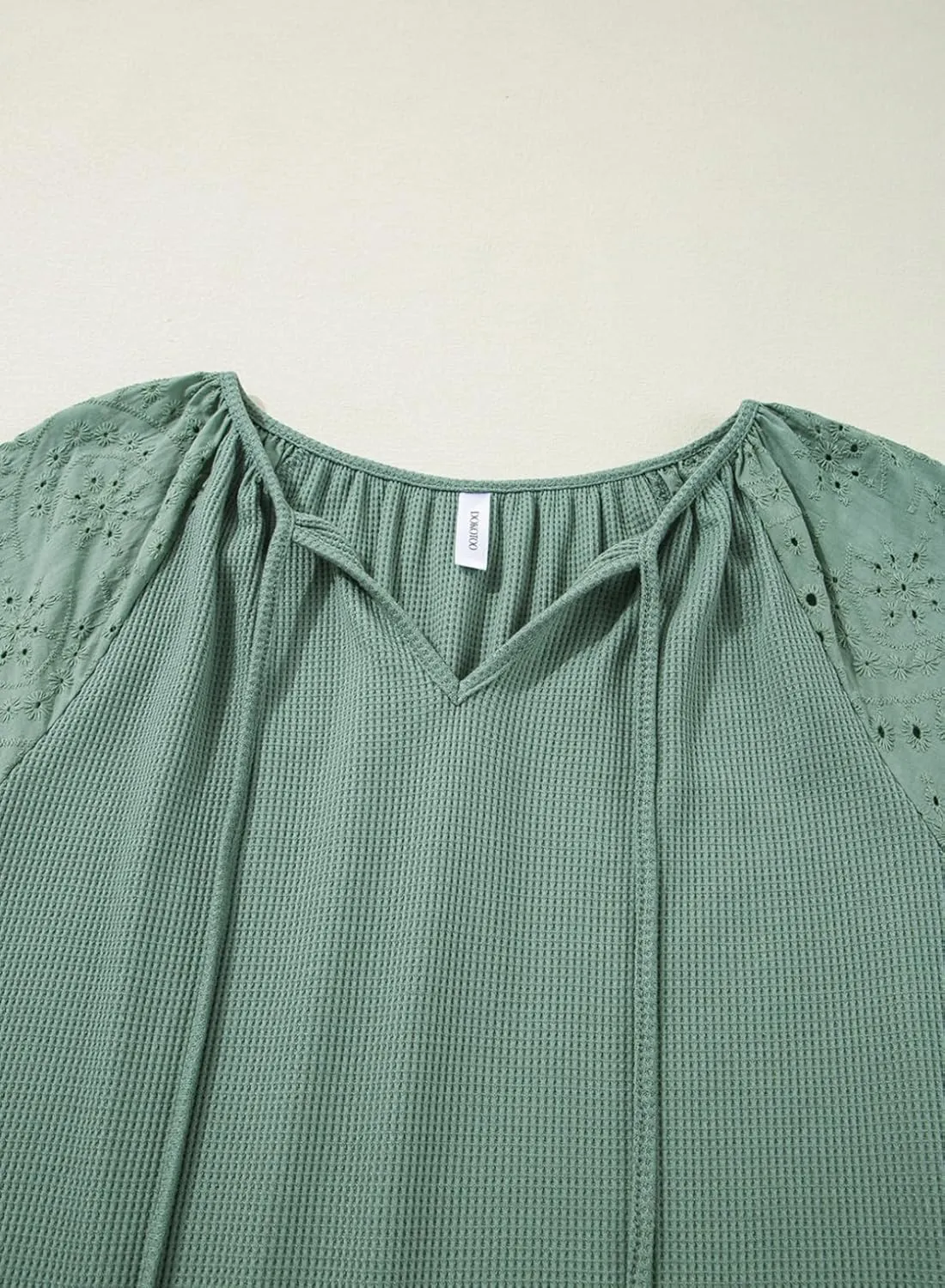 Dokotoo Spring Summer Tops for Women 2025 Dressy Casual V Neck Blouses Cute 3/4 Sleeve Length Babydoll Tops