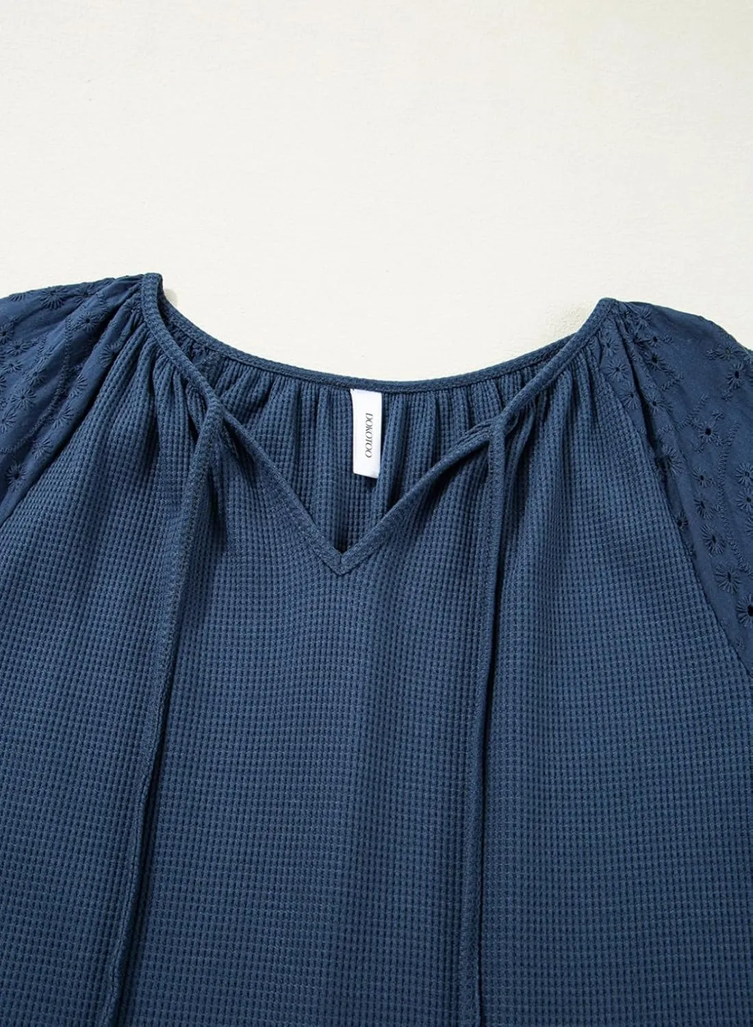 Dokotoo Spring Summer Tops for Women 2025 Dressy Casual V Neck Blouses Cute 3/4 Sleeve Length Babydoll Tops