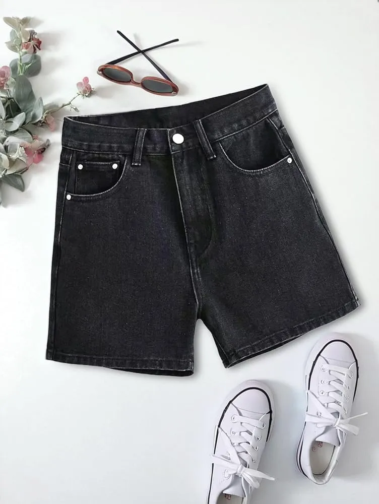 EMMIOL 2025 Jean Shorts for Women Basic Wash Stretchy Solid Denim Summer Hot Short Y2k Casual Jorts