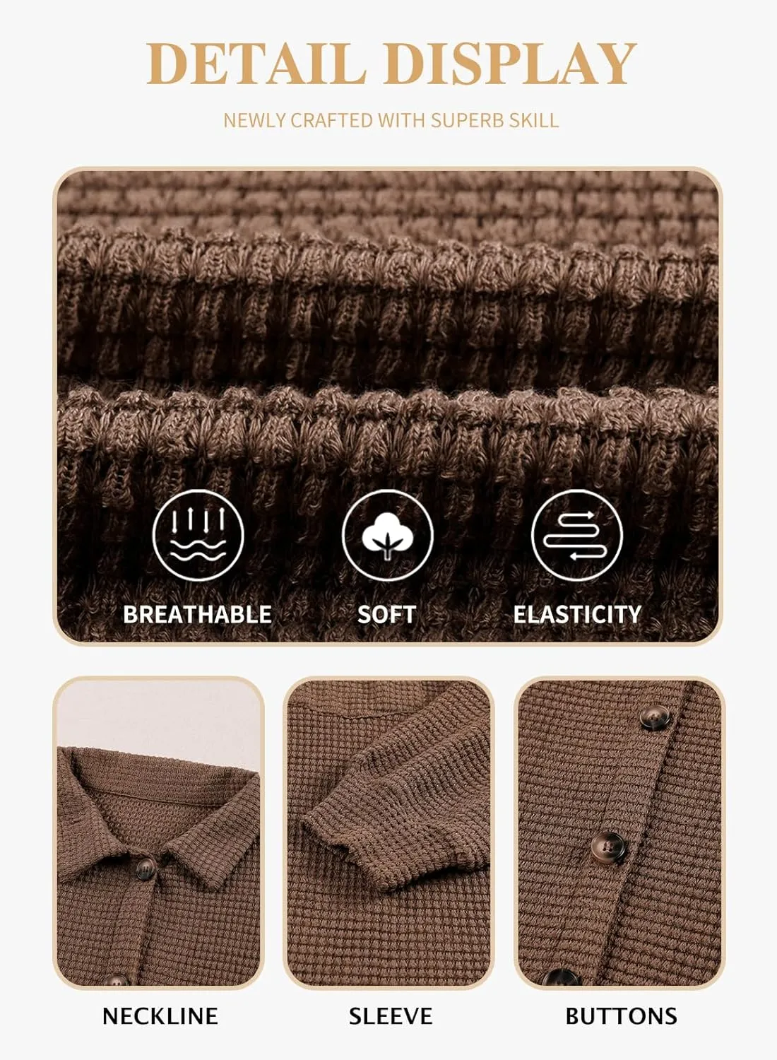 Eytino Womens Plus Size Boyfriend Shirts Casual Long Sleeve Button Down Oversized Waffle Knit Shacket Jacket(1X-5X)