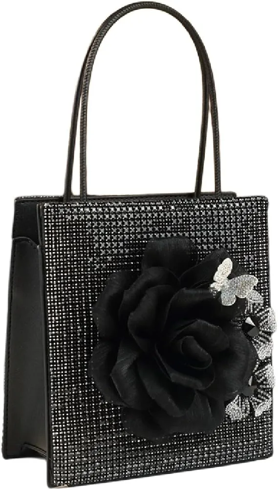 Fashion Big Diamonds Flower Purse Women Handbag Chain Top-Handle Satchel Evening Bag Small Bucket Shoulder Messenger Tote Bag