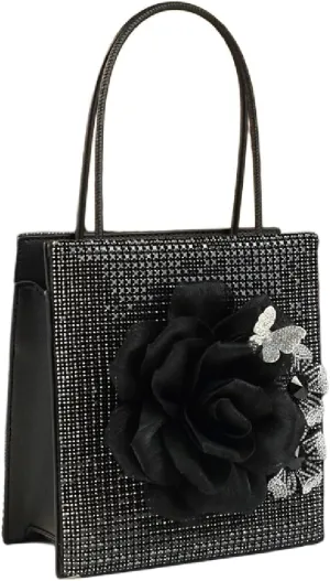 Fashion Big Diamonds Flower Purse Women Handbag Chain Top-Handle Satchel Evening Bag Small Bucket Shoulder Messenger Tote Bag