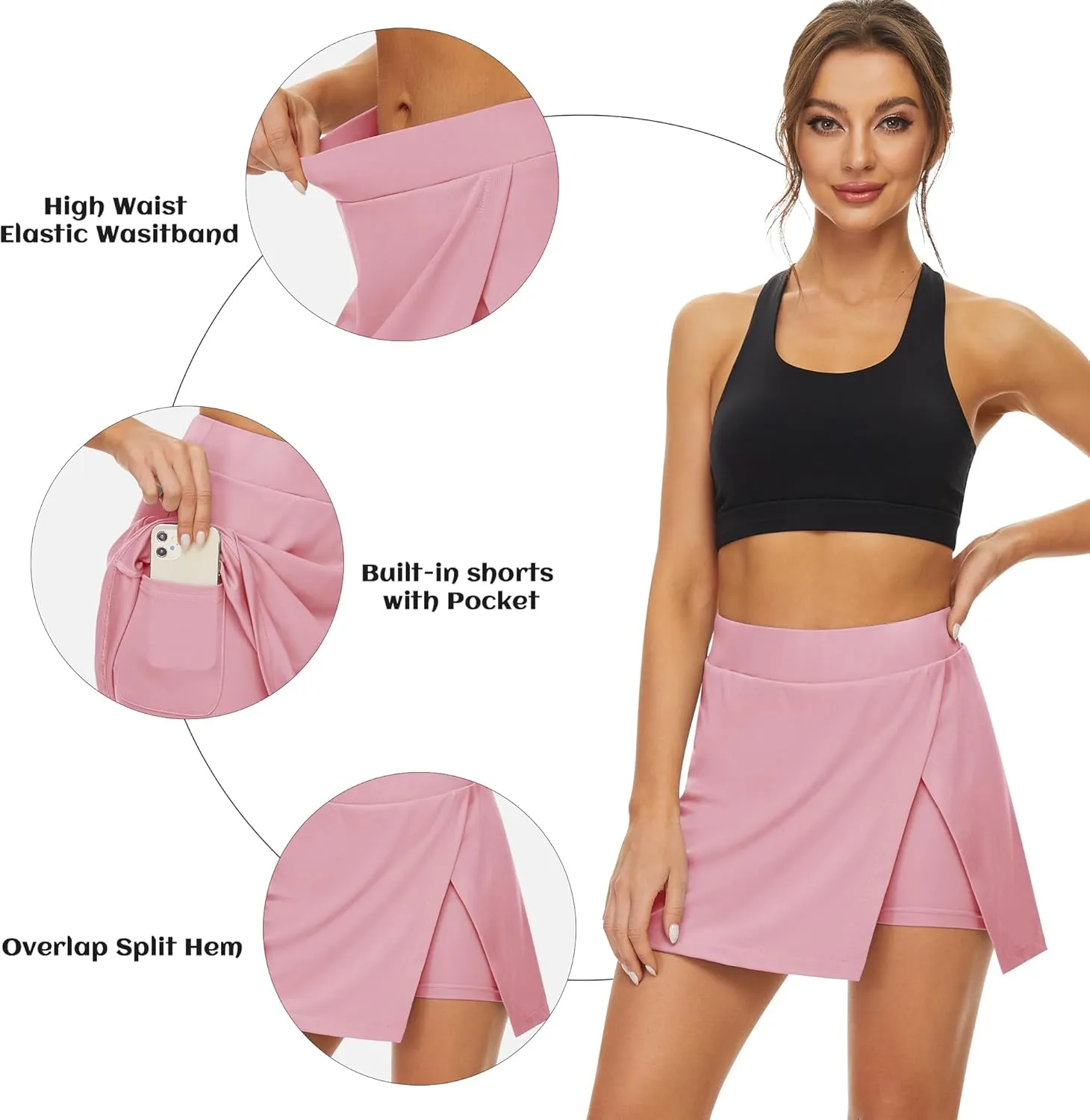 Fengbay Tennis Skirts for Women with Pockets, High Waisted Athletic Golf Skorts Skirts with Shorts