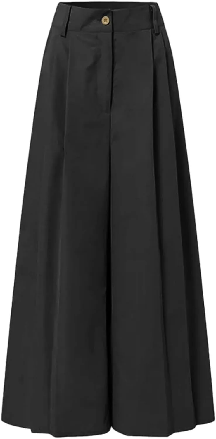 Flared Pants for Women Summer Linen High Waist Casual Wide Leg Long Palazzo Pants Fashion Elegant Party Dress Trousers