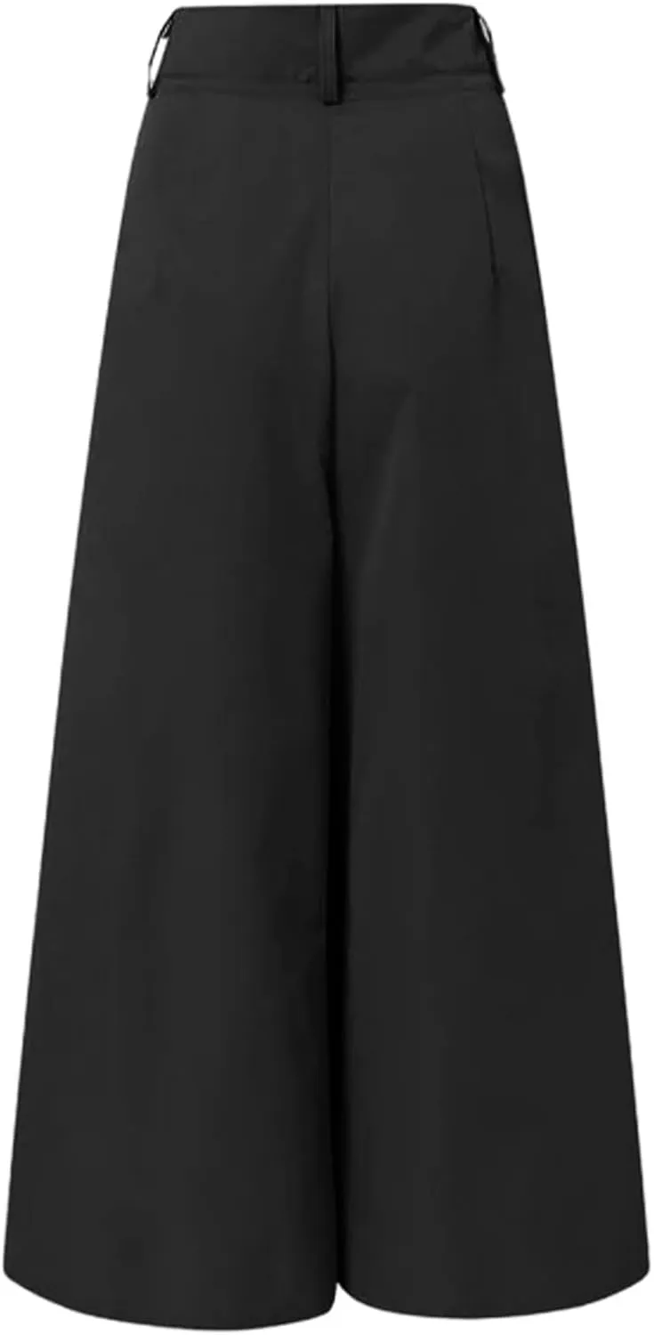 Flared Pants for Women Summer Linen High Waist Casual Wide Leg Long Palazzo Pants Fashion Elegant Party Dress Trousers