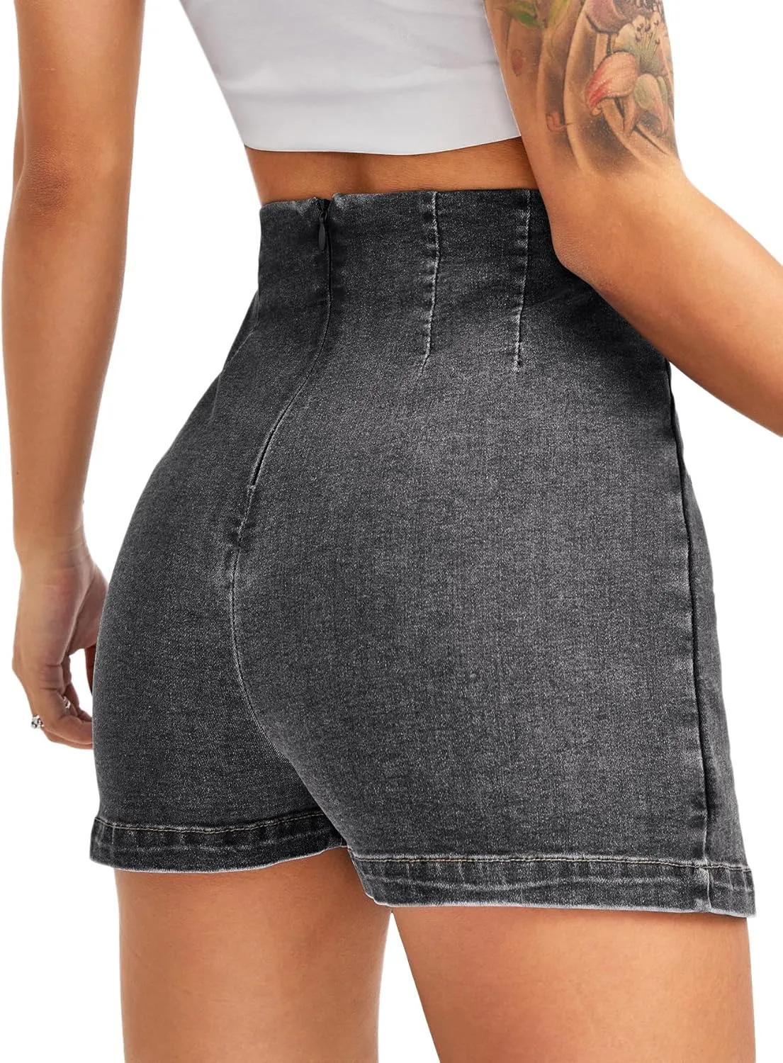 Floerns Women's Casual Split Hem High Waist Denim Skorts Skirt Shorts