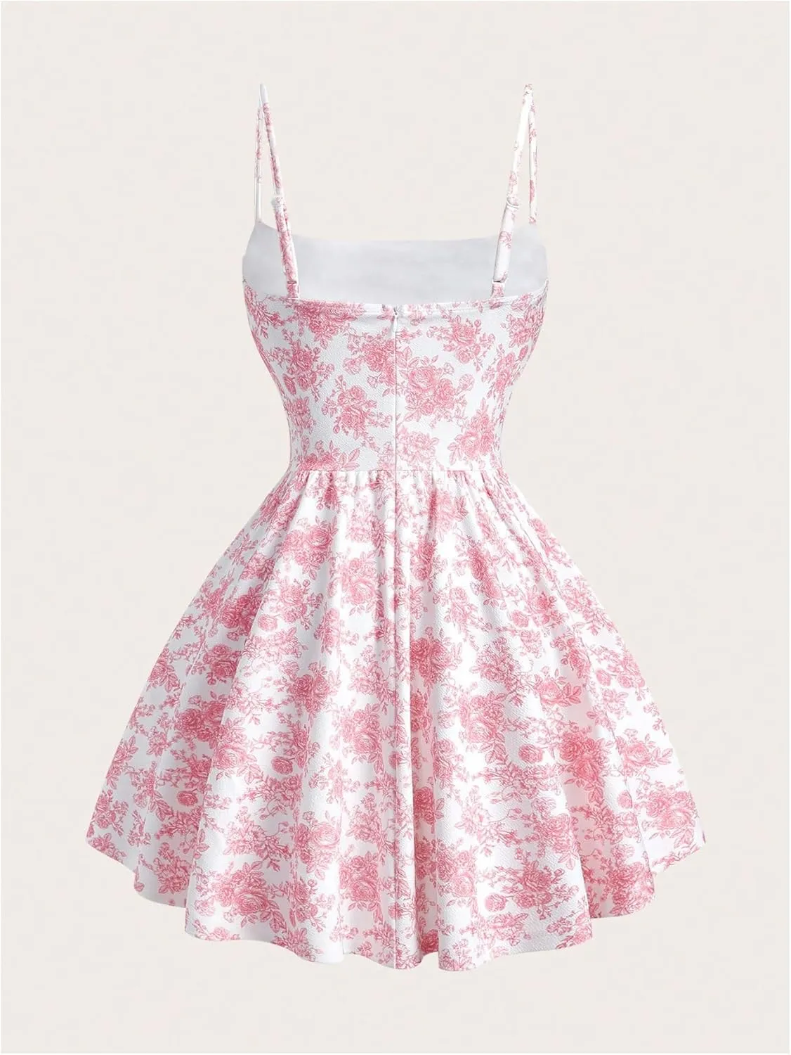 Floerns Women's Floral Sleeveless Corset Dress Ruffle Hem Vacation A Line Mini Dresses