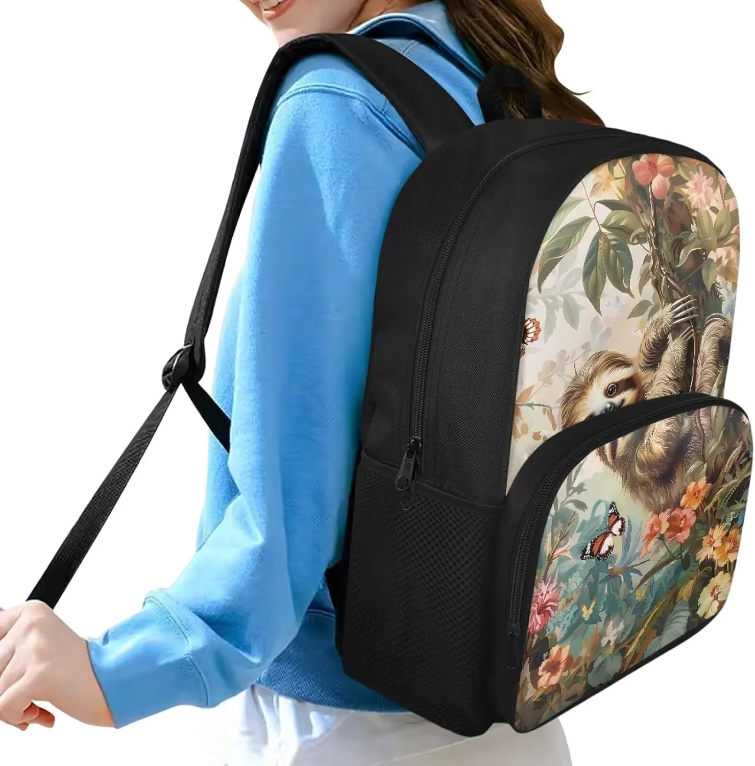Forests Sloth Backpack for Teenagers Student Casual Bookbag Organizer Double Shoulder Bags Lightweight School Supplies Anti Theft Satchel Big Capacity Organizer Daypack
