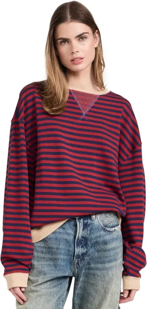 Free People Women's Classic Striped Crew Sweatshirt