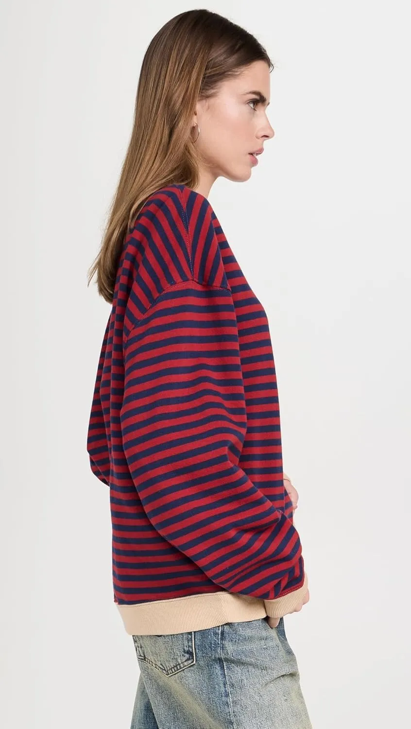 Free People Women's Classic Striped Crew Sweatshirt