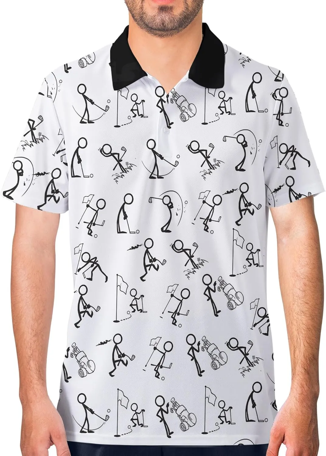 Funny Golf Shirt for Men Print Hawaiian Mens Polo Shirts Crazy Golf Gifts