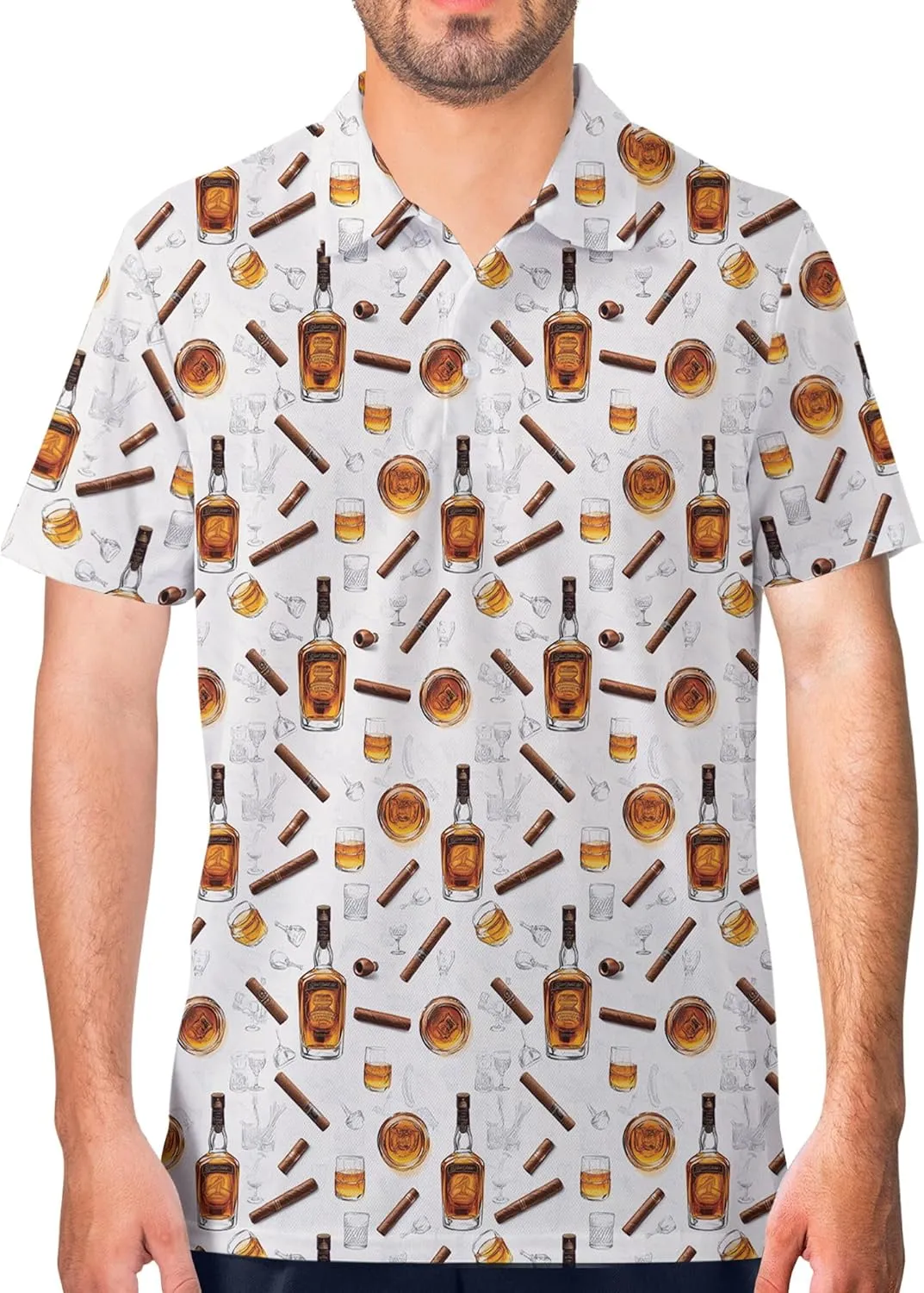 Funny Golf Shirt for Men Print Hawaiian Mens Polo Shirts Crazy Golf Gifts