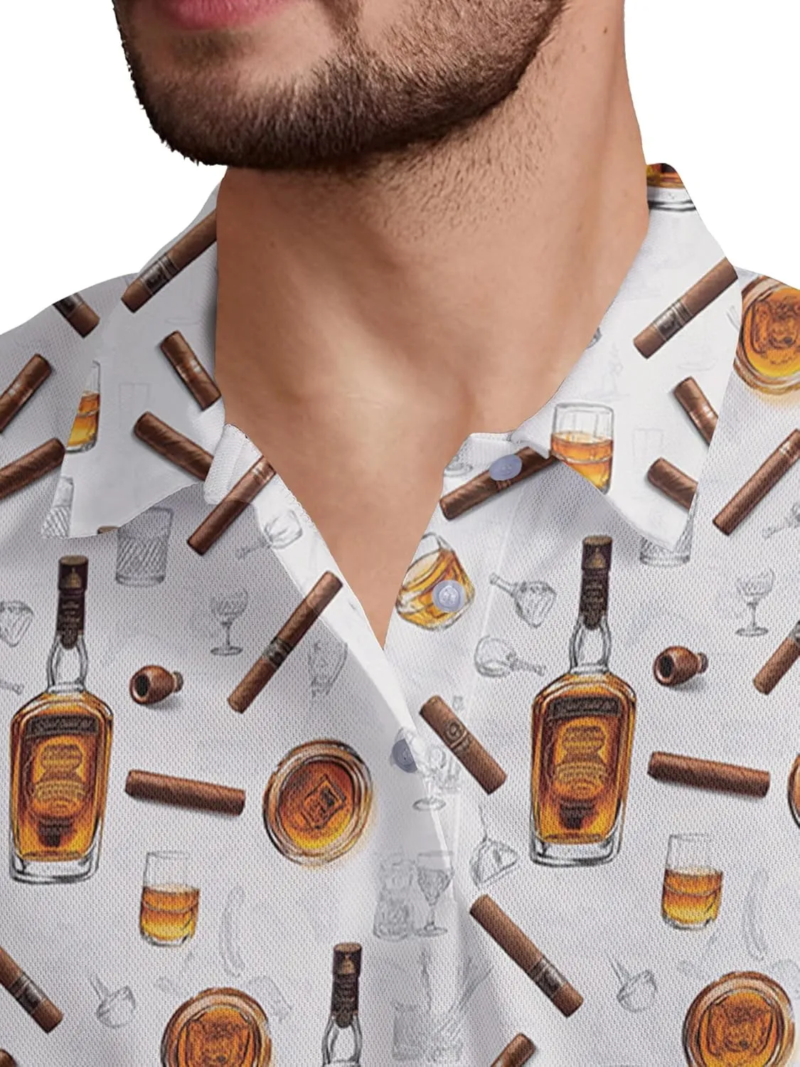 Funny Golf Shirt for Men Print Hawaiian Mens Polo Shirts Crazy Golf Gifts