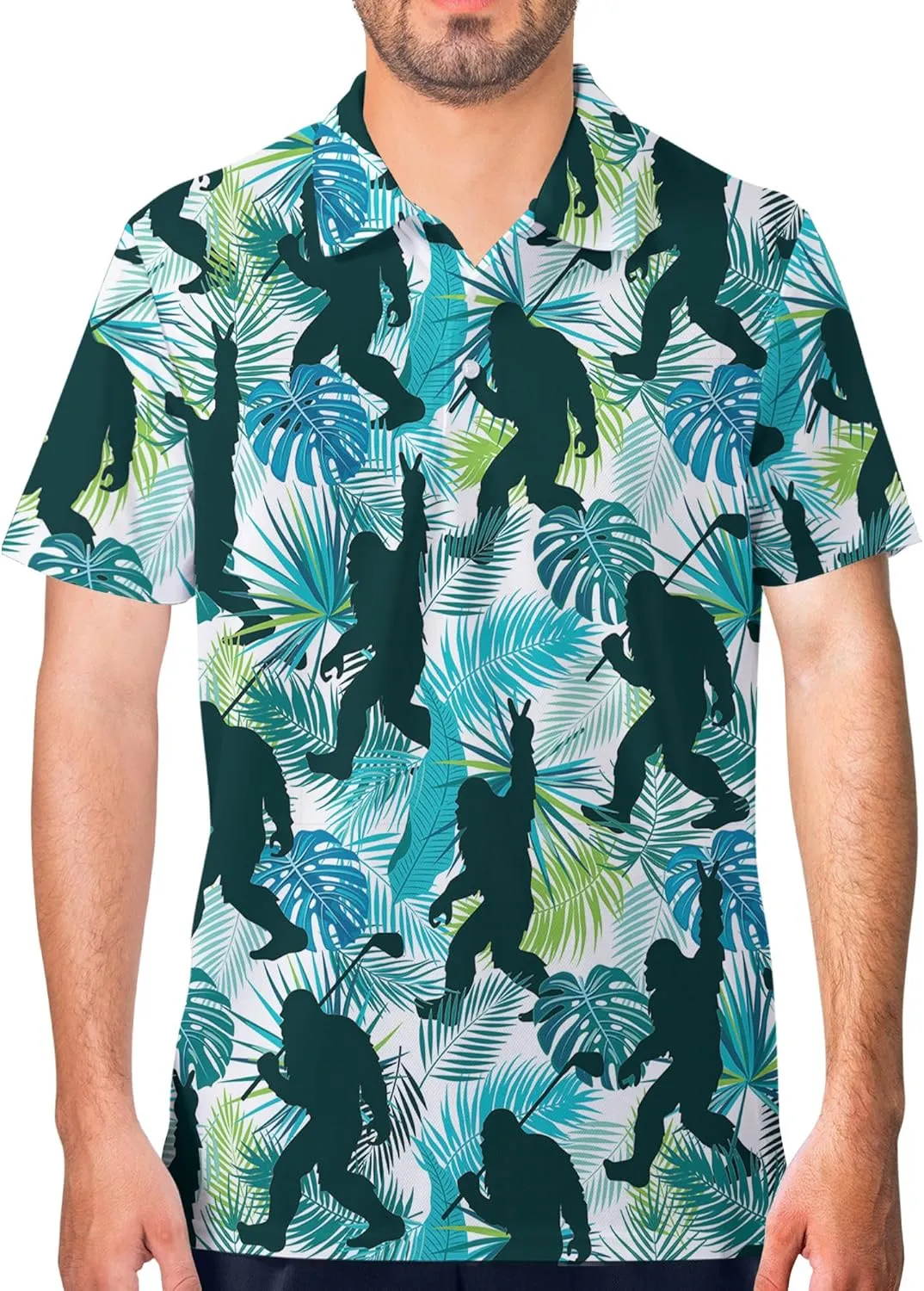 Funny Golf Shirt for Men Print Hawaiian Mens Polo Shirts Golf Gifts