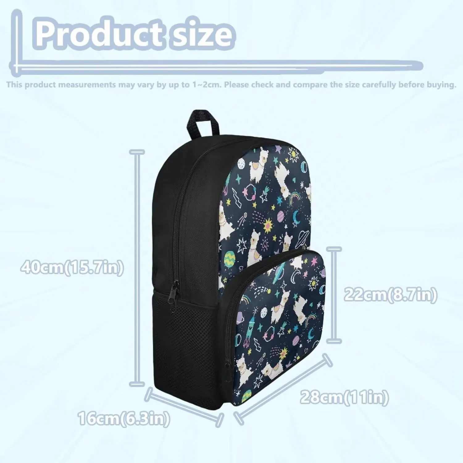 Galaxy Sheep School Backpack for Girls Boys for Middle School Cute School Bookbag with Padded Straps Back to School Diaper Bags 17 Inch Backpack Day Pack Bookbag with Front Pocket