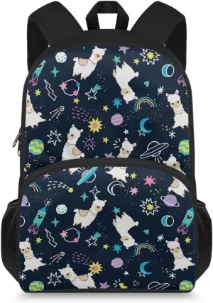 Galaxy Sheep School Backpack for Girls Boys for Middle School Cute School Bookbag with Padded Straps Back to School Diaper Bags 17 Inch Backpack Day Pack Bookbag with Front Pocket