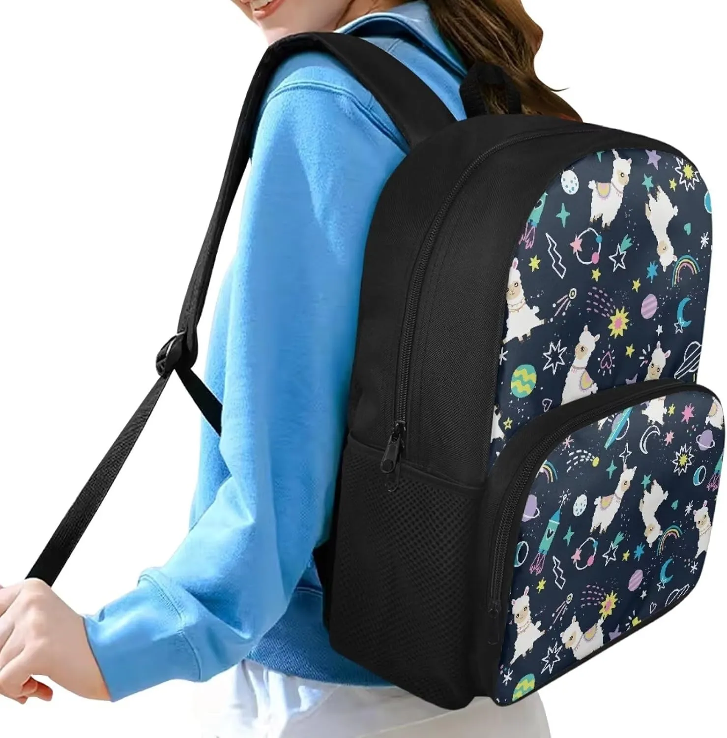 Galaxy Sheep School Backpack for Girls Boys for Middle School Cute School Bookbag with Padded Straps Back to School Diaper Bags 17 Inch Backpack Day Pack Bookbag with Front Pocket