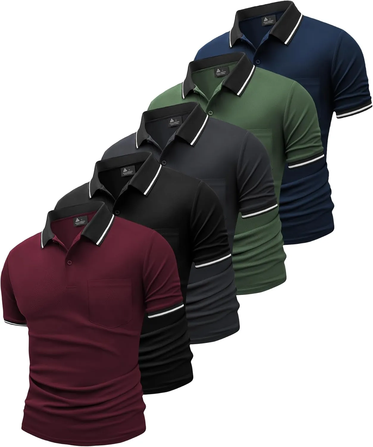 GEEK LIGHTING 5 Pack Men Polo Shirts with Pocket Multipack Golf Shirt for Men Moisture Wicking Casual Athletic Work T-Shirts